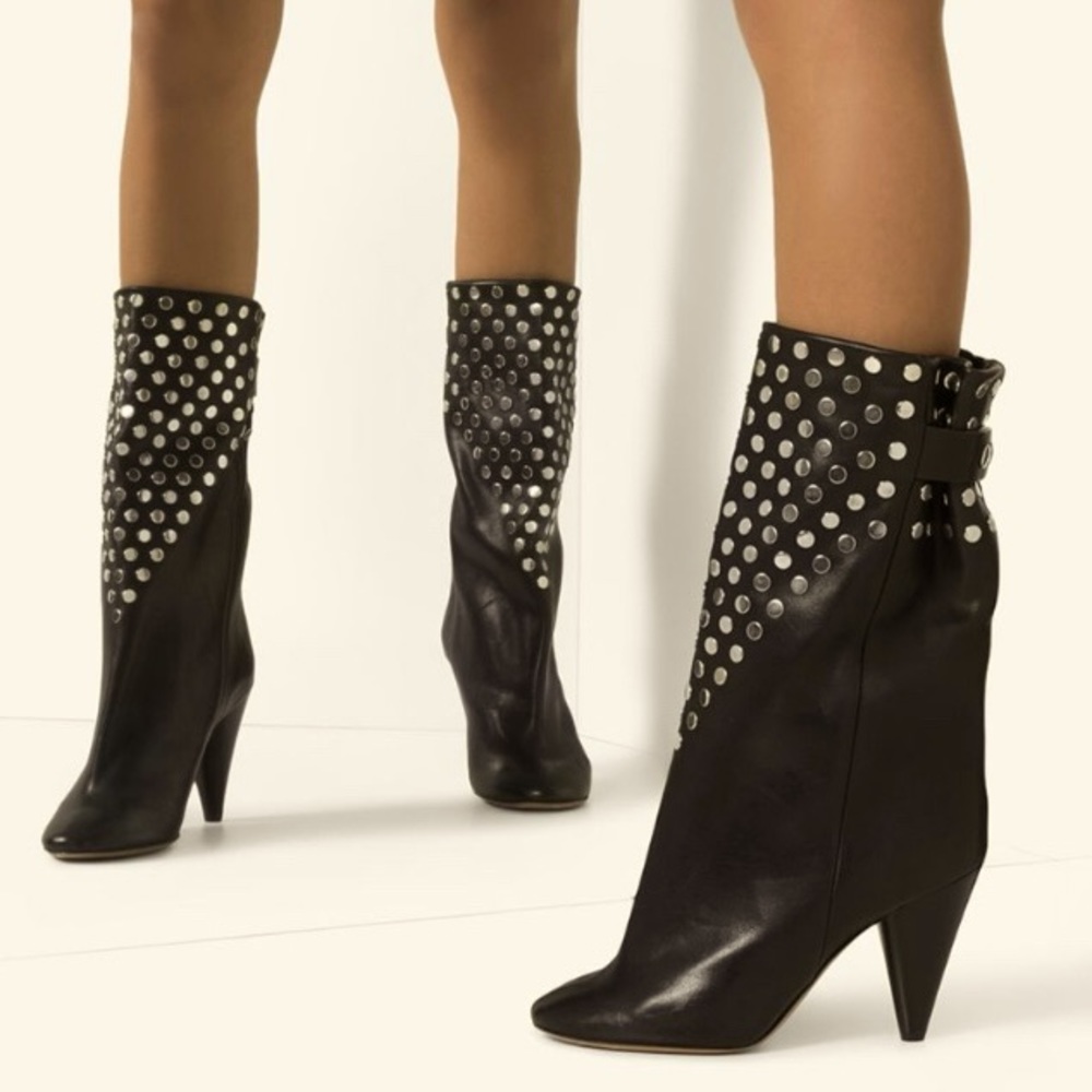 Gorgeous ISABEL MARANT Embellished Leather Boots Bl…